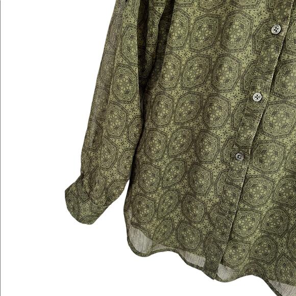 Kut From The Kloth Shirt Top Long Sleeved Sheer Green Button Front Blouse Size S - Picture 8 of 14